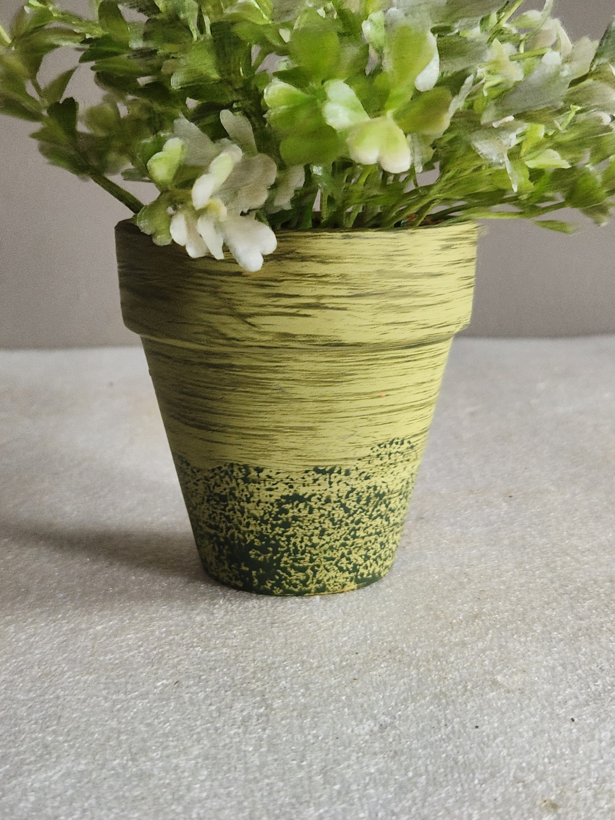Small Green Ceramic Flower Pot with Artificial Baby Tear Plant • Pot 3⅜” Tall