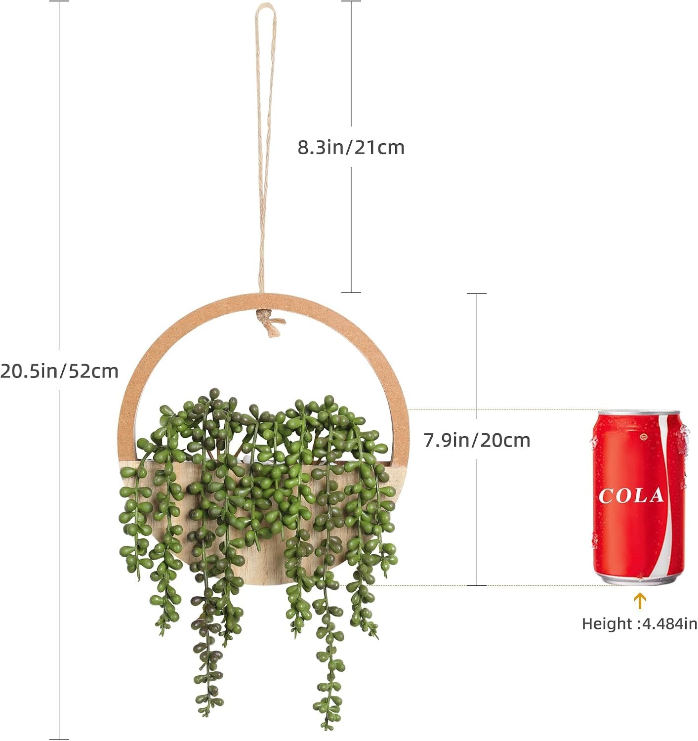 12.2” Realistic Fake String of Pearls in Wooden Pots – Set of 2 Hanging Plants