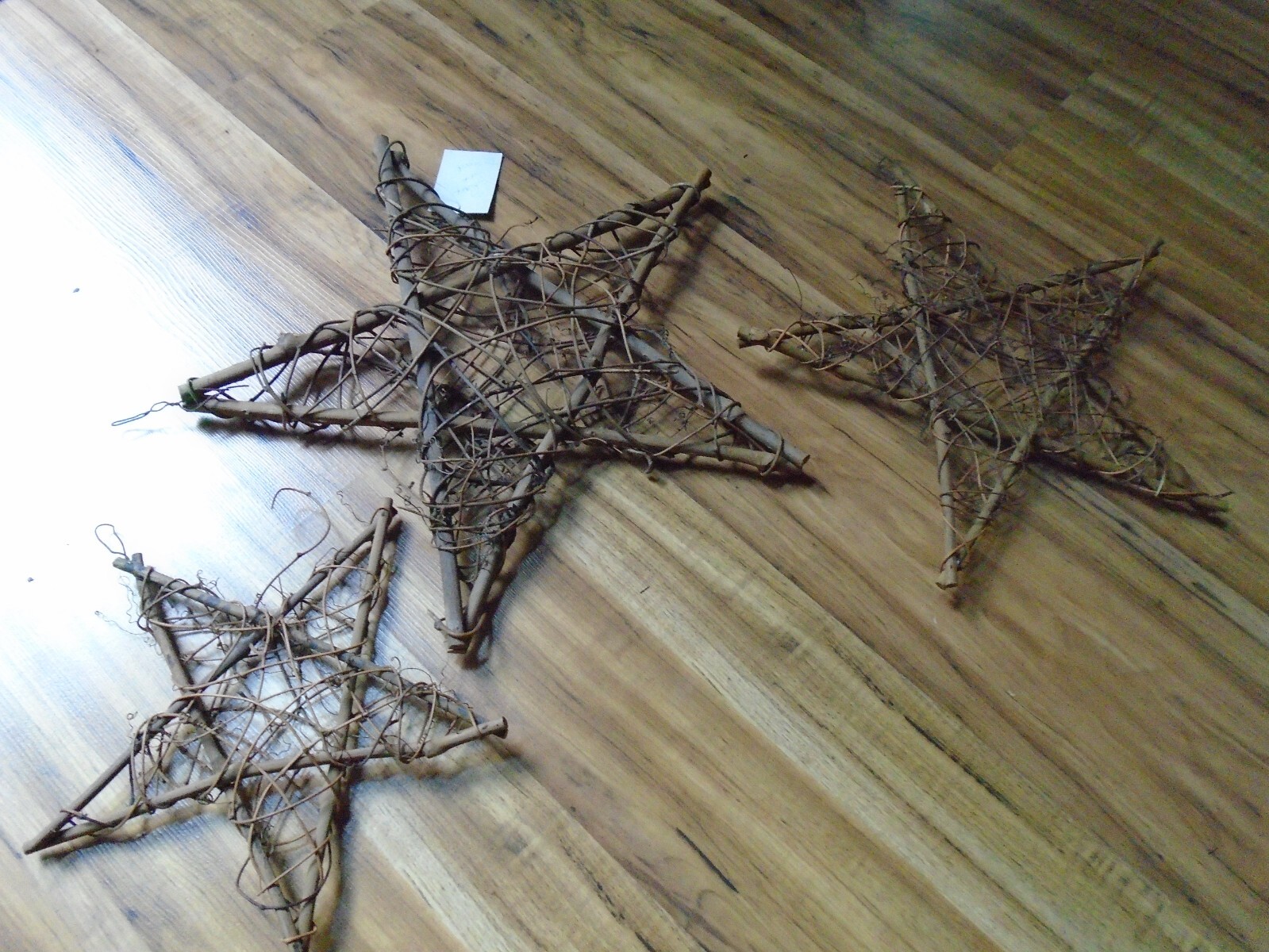 3 Natural Twig Grapevine 3D Set Of Stars Rustic Home Decor 16″ 13″ 10″