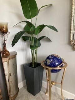 TRESIL 55 INCHES BIRD OF PARADISE ARTIFICIAL PLANT BLACK POT VIBRANT BANANA LEAF