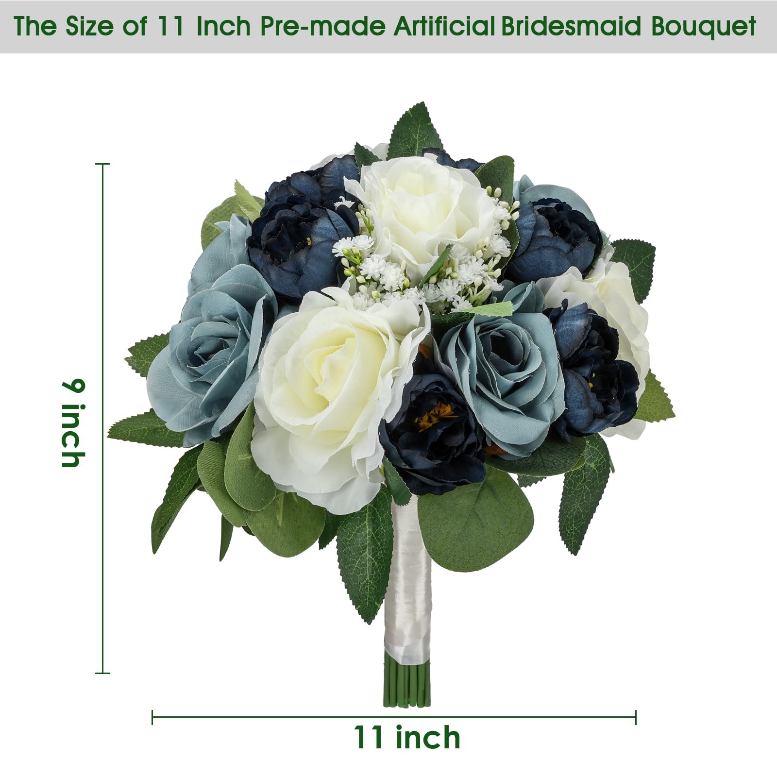 Set of 4 Bridesmaid Bouquets, 11 Inch Wedding Bouquets for Bridesmaids Artifici