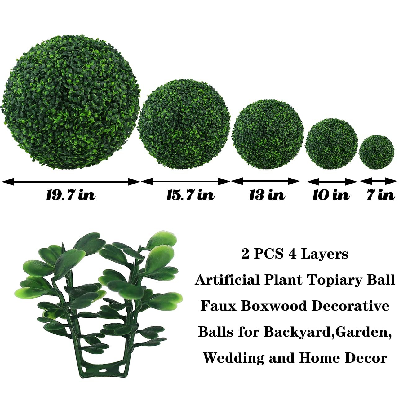 15.7″ Artificial Boxwood Topiary Balls – 4 Layer Faux Plants for Garden & Hom…