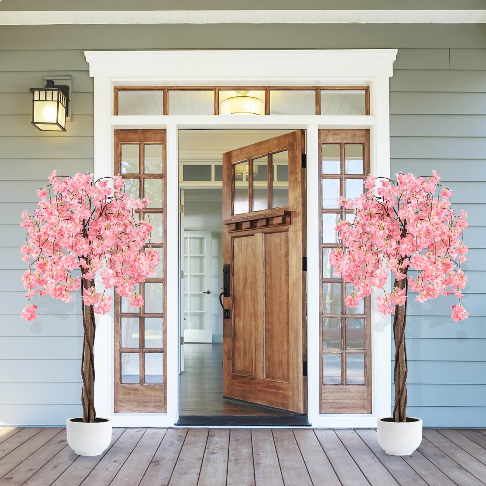 2 Pack 5.5 FT Tall Artificial Cherry Blossom Tree w/Pink Flowers Decoration