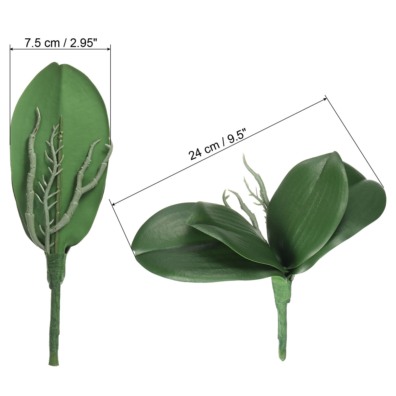 3 Pcs 8.27 Inch Faux Orchid Leaves 5 Petals Artificial Leaf