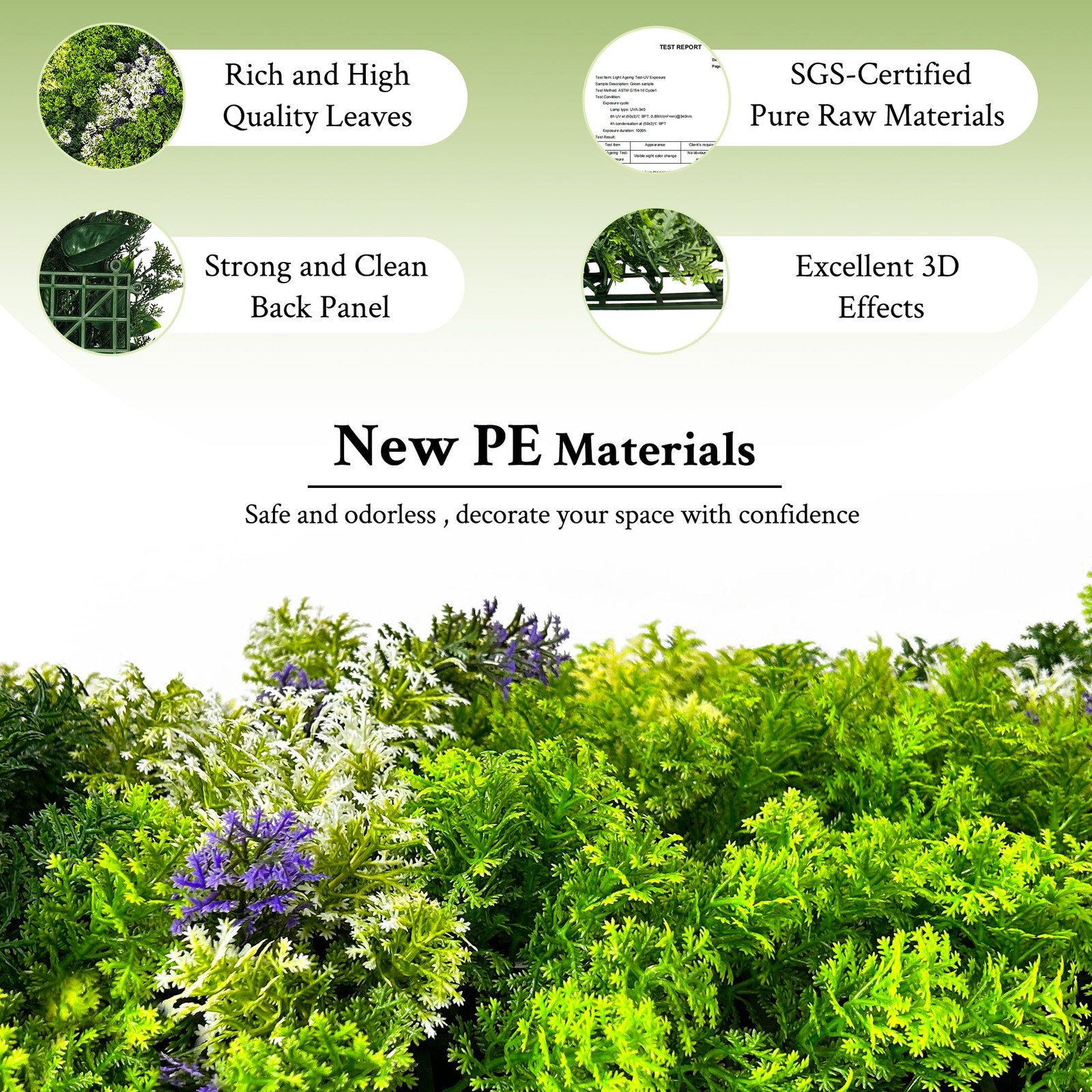 Artificial 3D Fake Plant Roll: 40″x120″ (33.5 sqft) Grass Wall