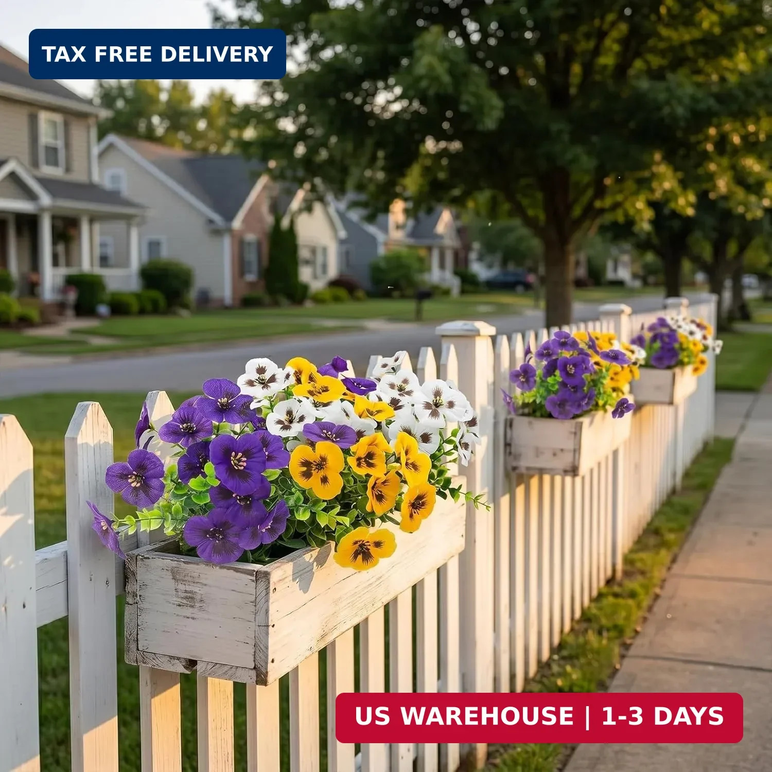 Rowfad 18 Pcs Artificial Fake Pansy Flowers for Outdoor, Faux Silk Pansies Sprin