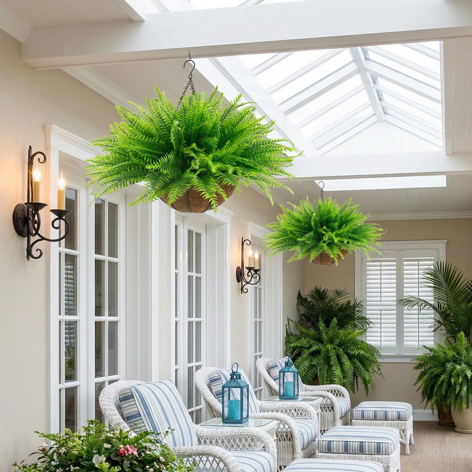 2 Pcs Fake Ferns Plant baskets,Artificial Hanging Plants, 2 Hanging Planters …