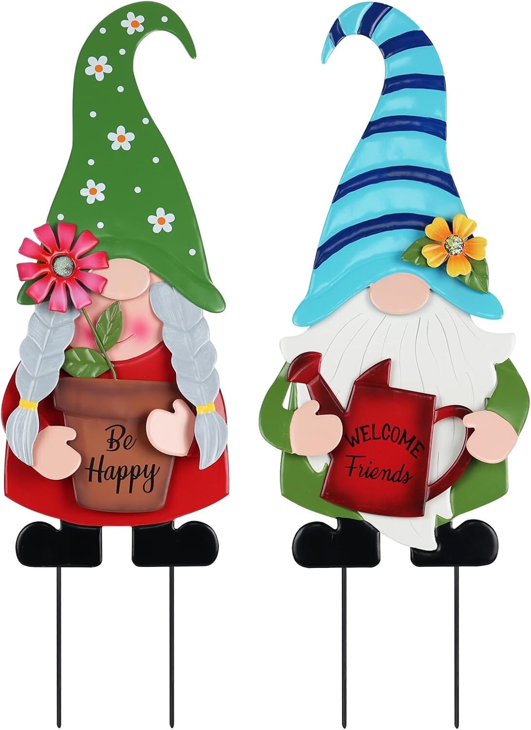Delightful 27.6” Metal Gnome Decor Set for Spring Garden Transformations