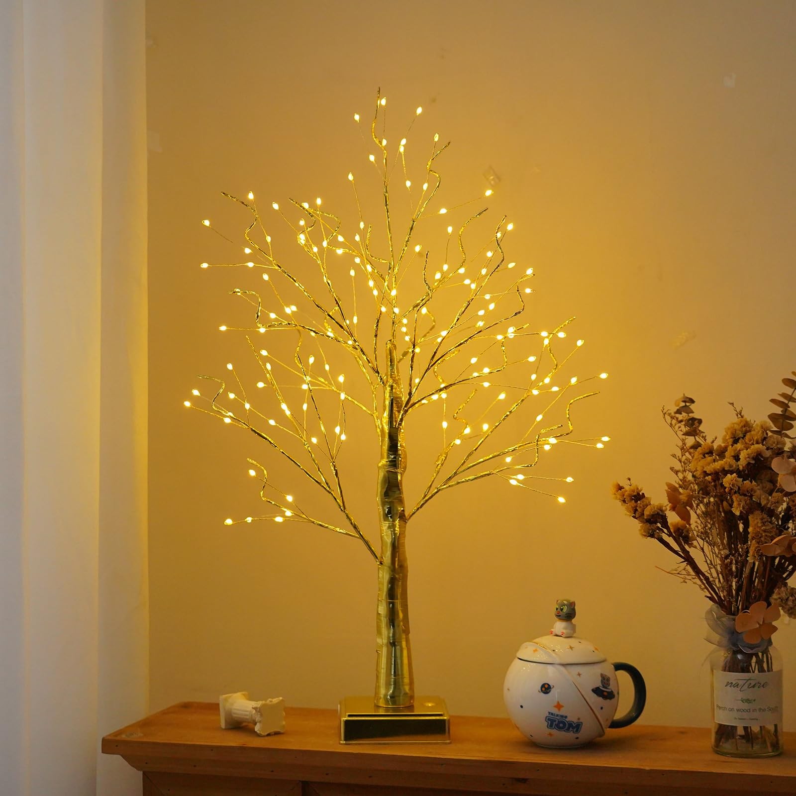 144 Artificial Tree Lamp with Timer, DIY Birch Tree with Lights, Lighted up T…