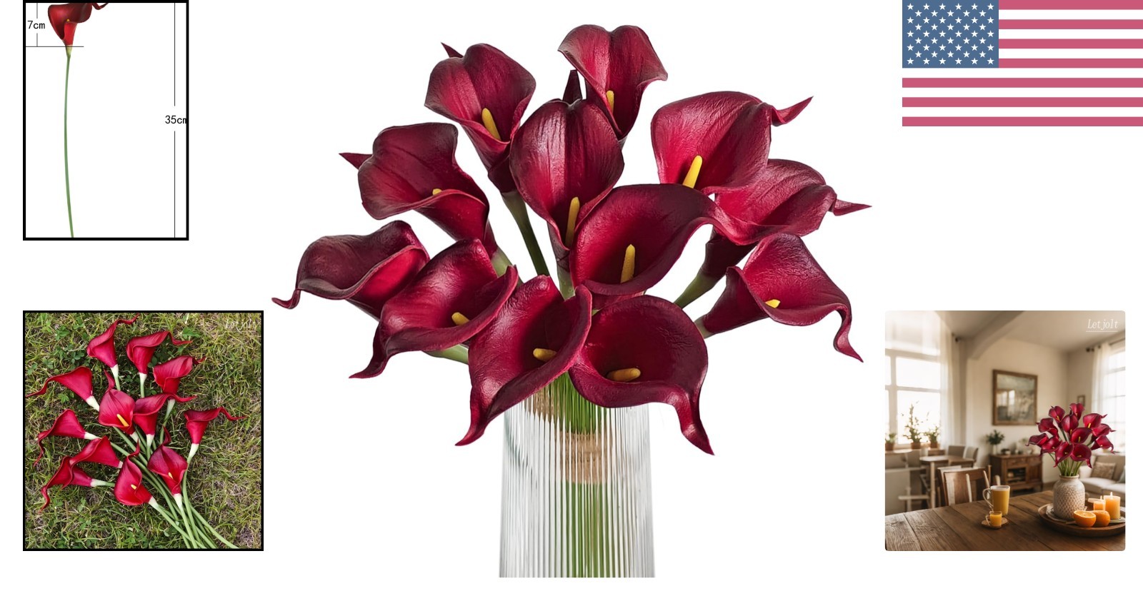 12-Piece Dark Red Calla Lily Arrangement – Perfect for Weddings & Events