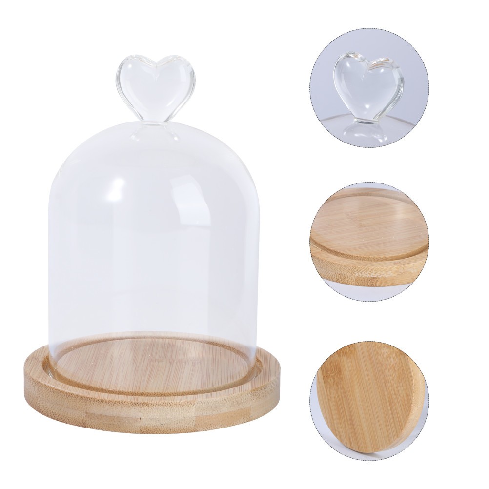 Small Cloche Glass Dome Mini with Base Dried Flower Container Display Cover