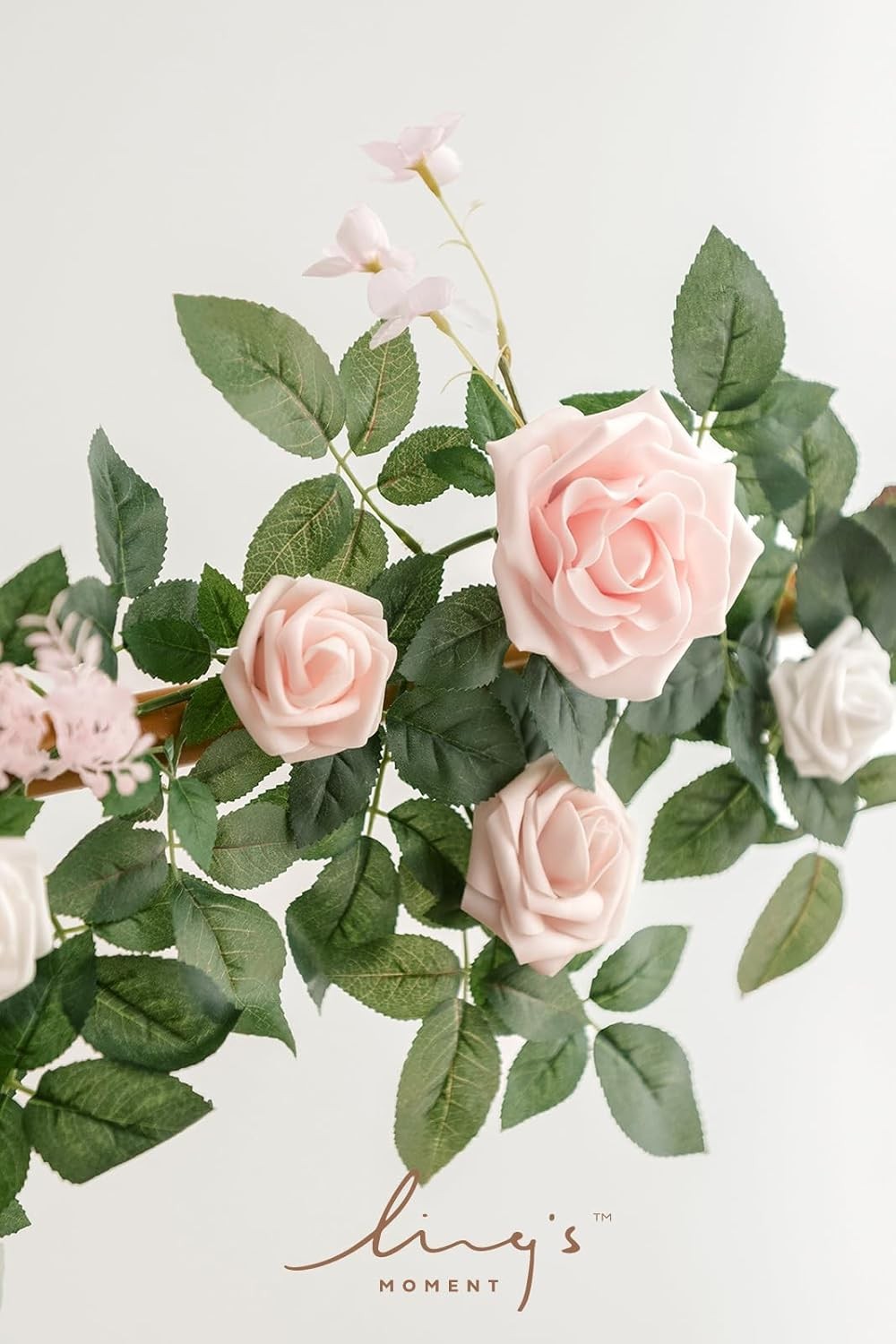 Ling’s moment 5FT Blush Artificial Flower Garland Fake Pink Rose Leaves Floral G