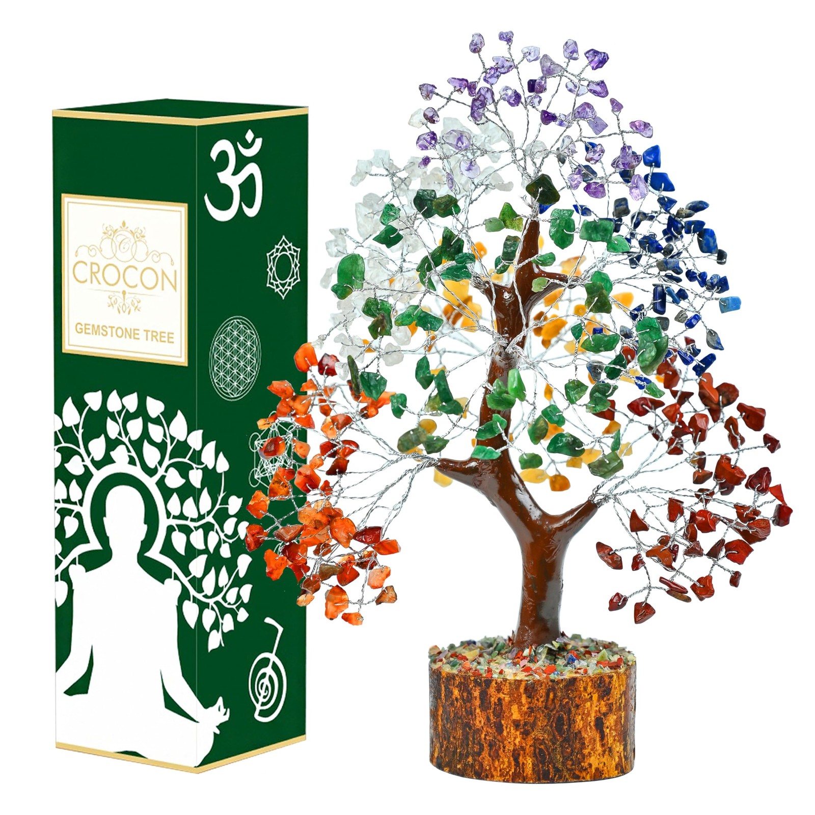 7 Chakra Crystal Tree of Life, 10-12 inch Healing Stone Gemstones,