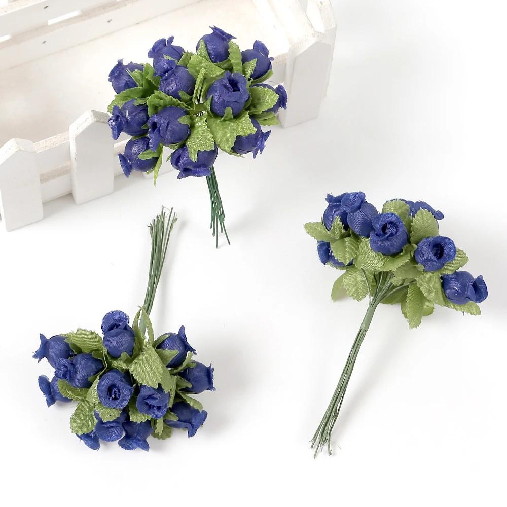 12Pcs/Lot Mini Artificial Rose Flowers Bouquet Silk Fake Flowers for Home Decor