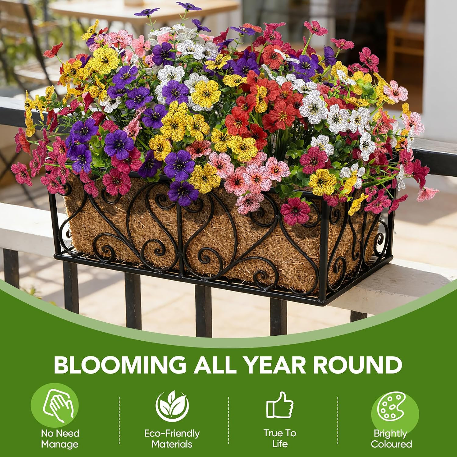 24 Bundles Outdoors Artificial Flowers UV Resistant Fake Silk Flowers Garden Por