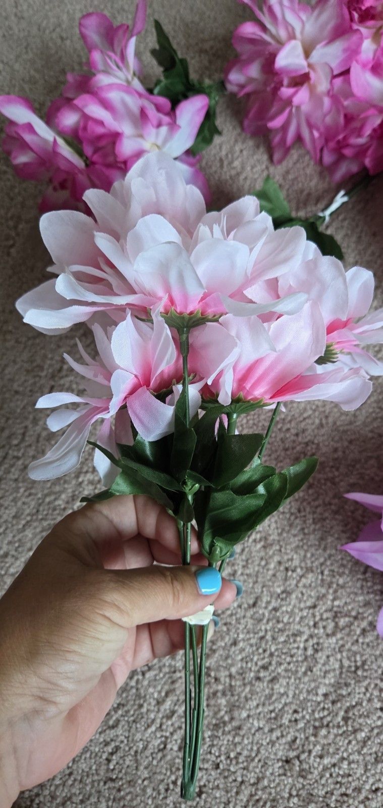 Colorful Fake Flowers Bunches- Lot Of Various Flower Types, Colors 18 Bunches