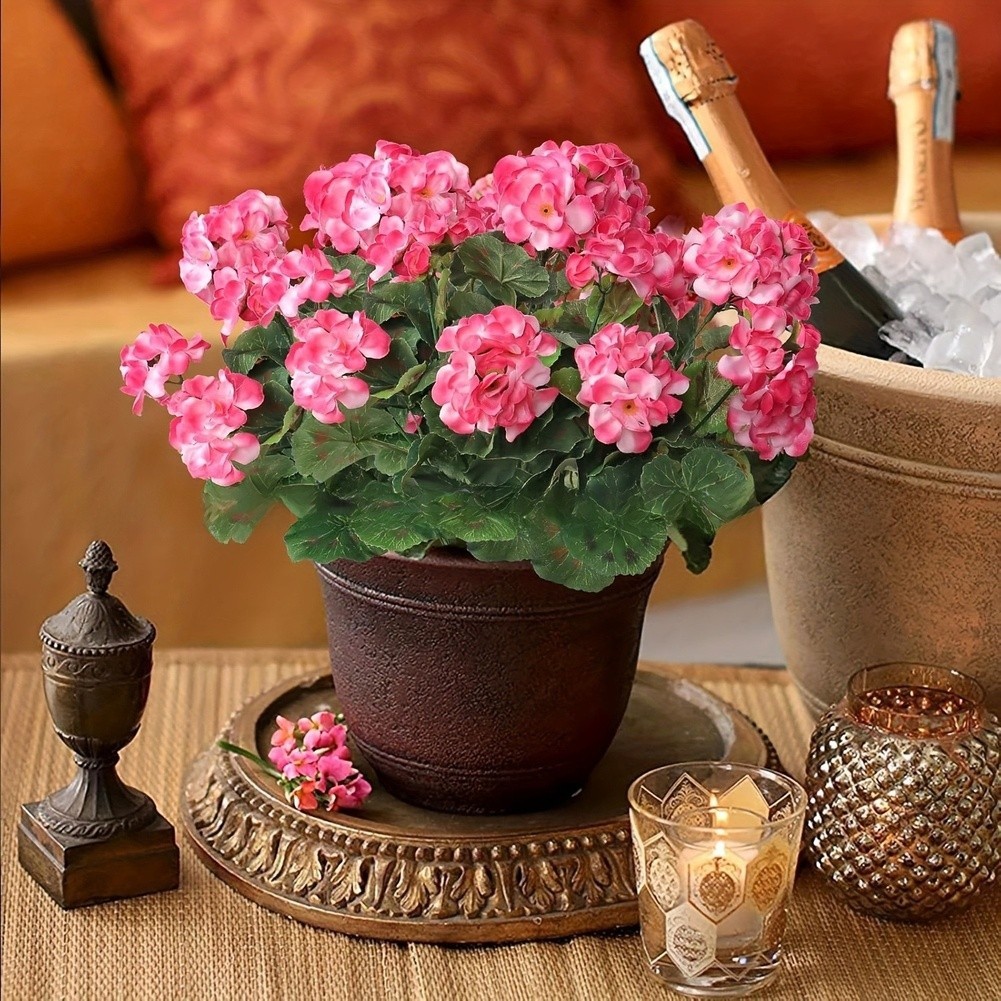 Red Red White Begonia Flower 36cm Plastic Table Decor for Wedding Event