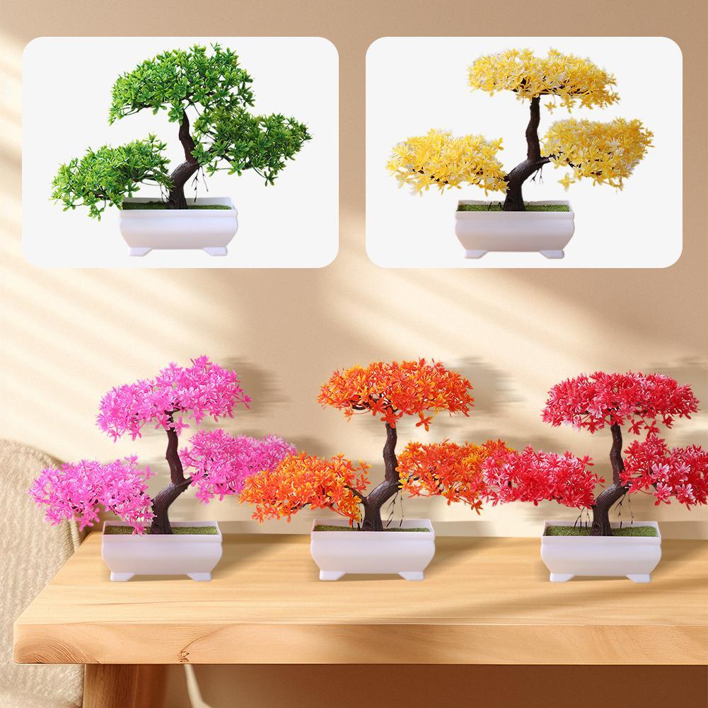 Bonsai Simulation Artificial Plants Flowers In Pots Home Office Fake Tree Decor
