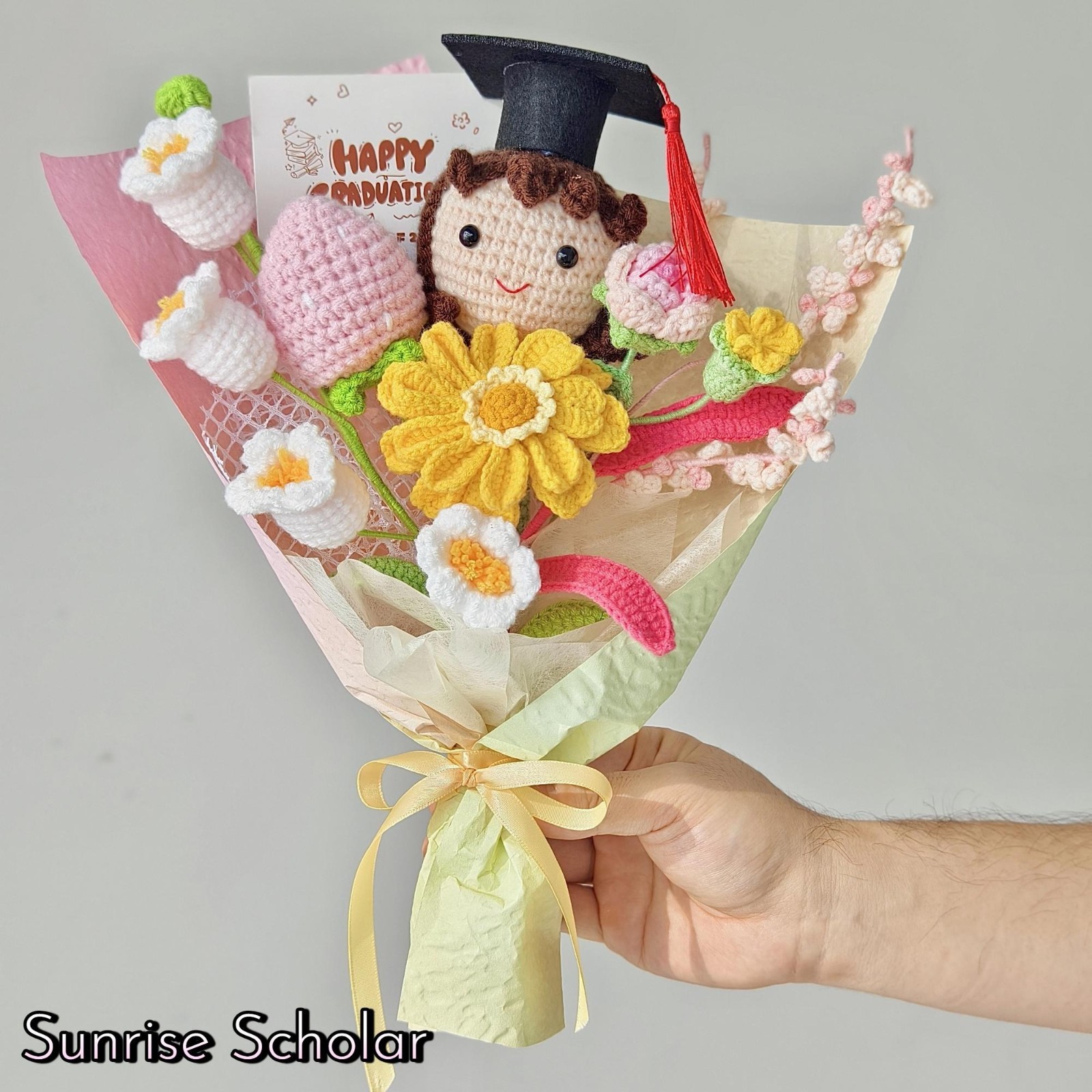 Crochet Graduation Doll Bouquet Handmade Class of 2026 Graduate Home Decor Gift