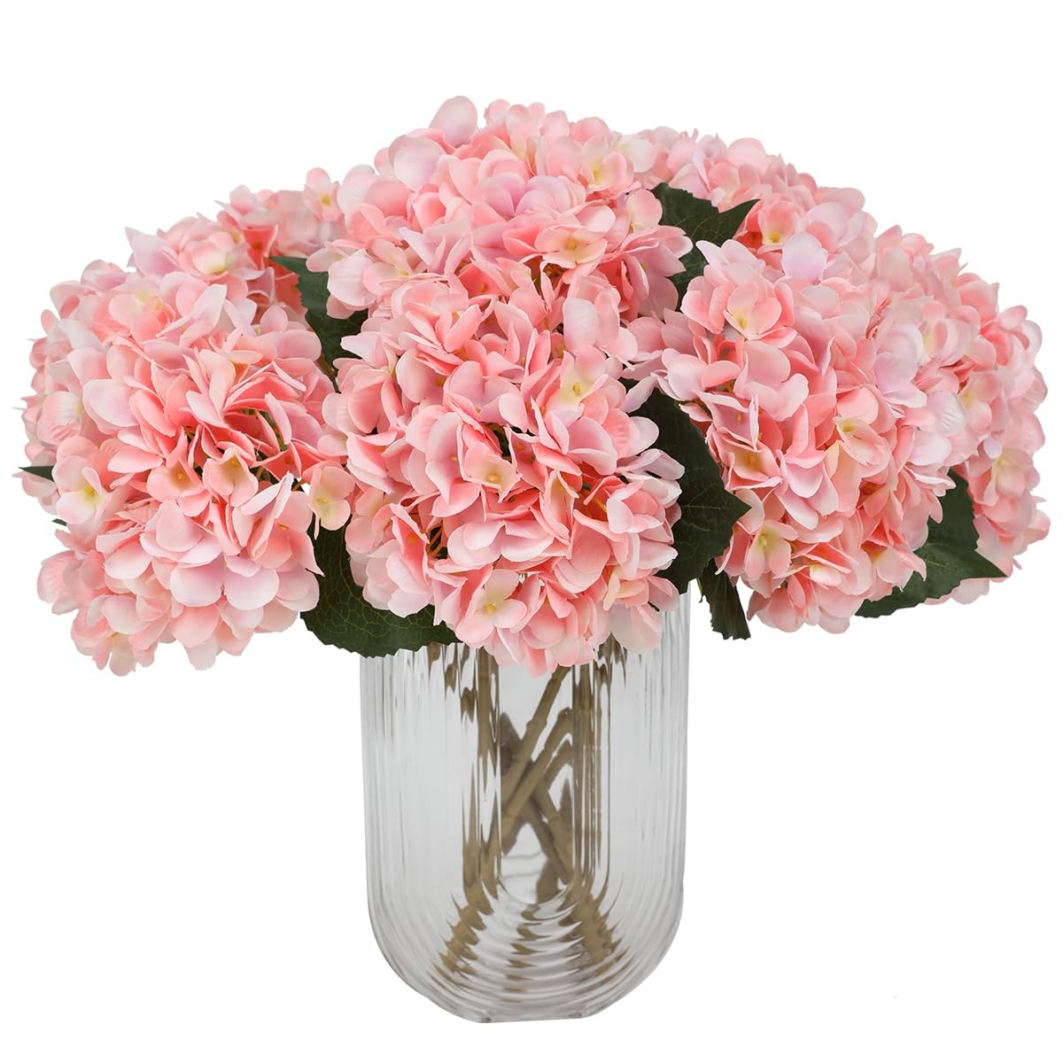 Pink Hydrangea Artificial Flowers – 5 pcs Realistic Single 18.9 in Long Stem …