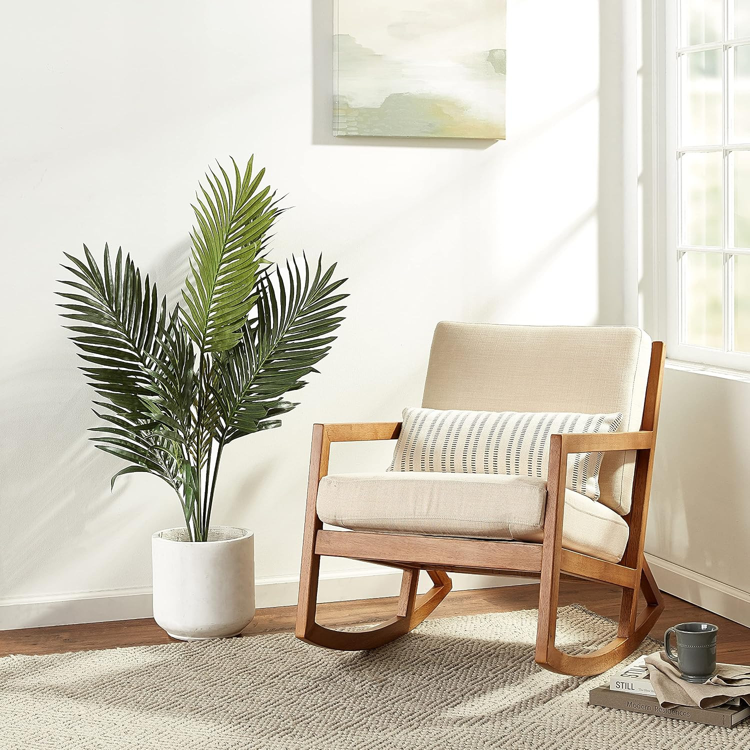 4 Ft Artificial Kentia Palm Tree with Nursery Pot | 9 Full Fronds of Breezy Palm
