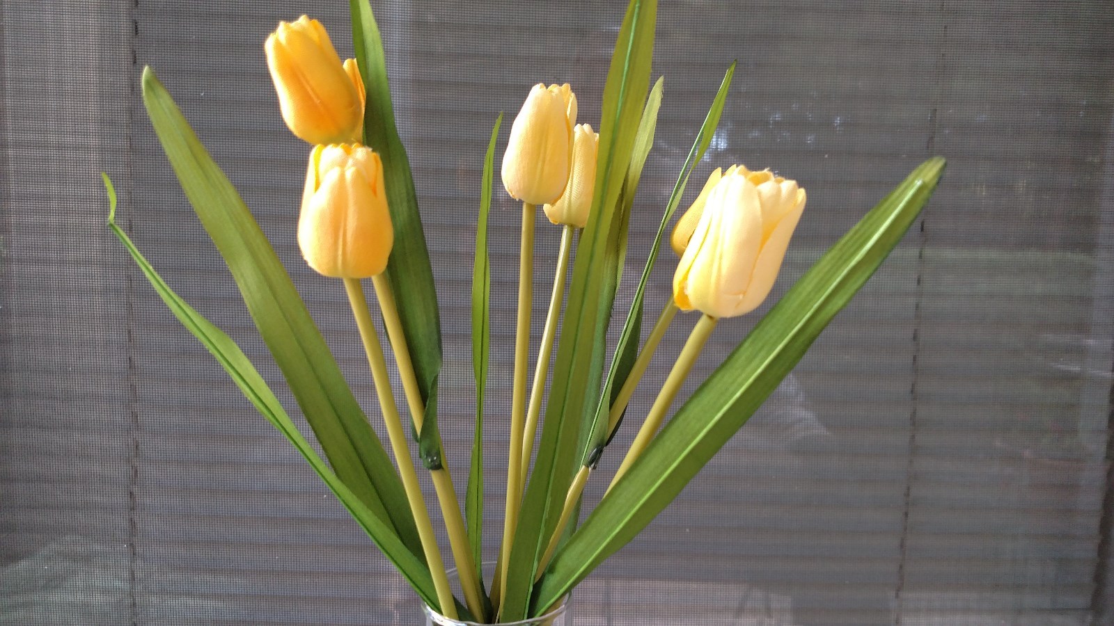 YELLOW TULIPS ARTIFICIAL SPRAY 7 FLOWERED STEM