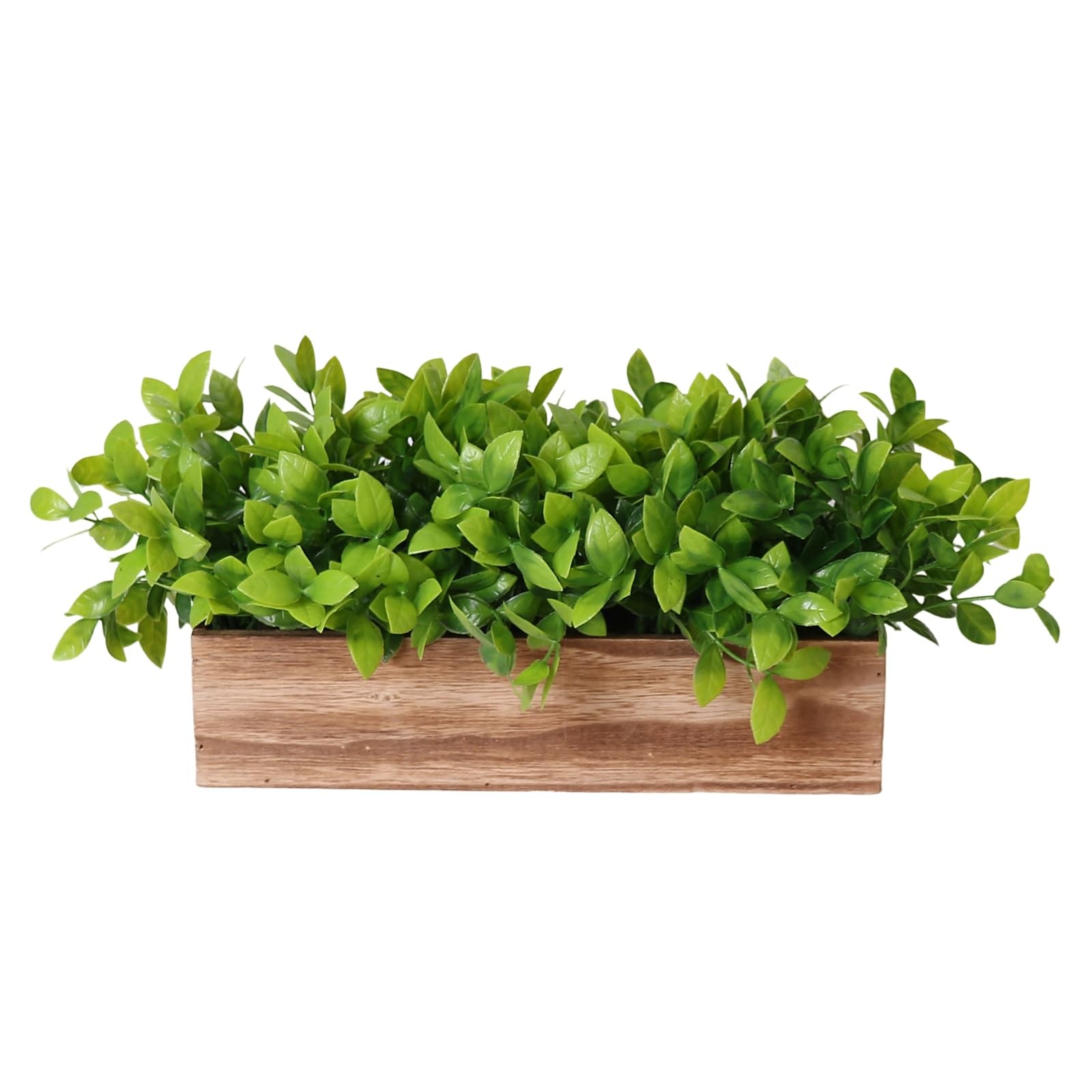 11 inch Artificial Boxwood Potted Fake Plants Rectangular Wooden Planter for …