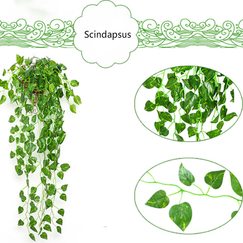 2 X Artificial Ivy Leaf Hanging Garland Plant Fake Foliage Festival Adorn Green