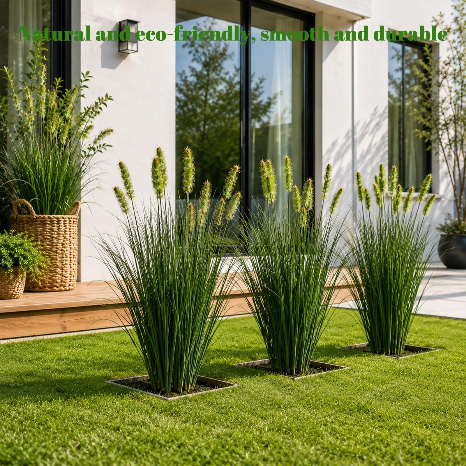 10 Pcs Artificial Onion Grasses, 35cm Fake Grass Faux Greenery Wheat Sea Gras…