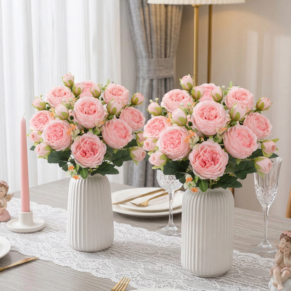 4 Bouquet Silk Peony Artificial 36 Heads Fake Flowers Home Wedding Party Decor