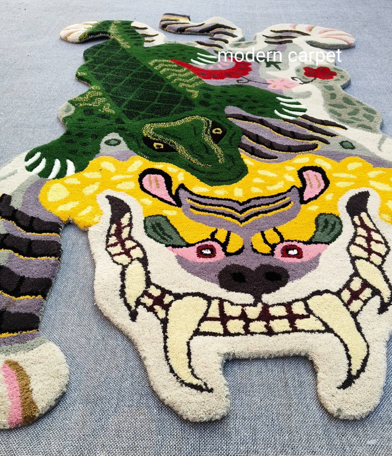 Tibetan Tiger Rugs 3×5 Feet Handmade 100% Woolen Hand Tufted For Home Decoration