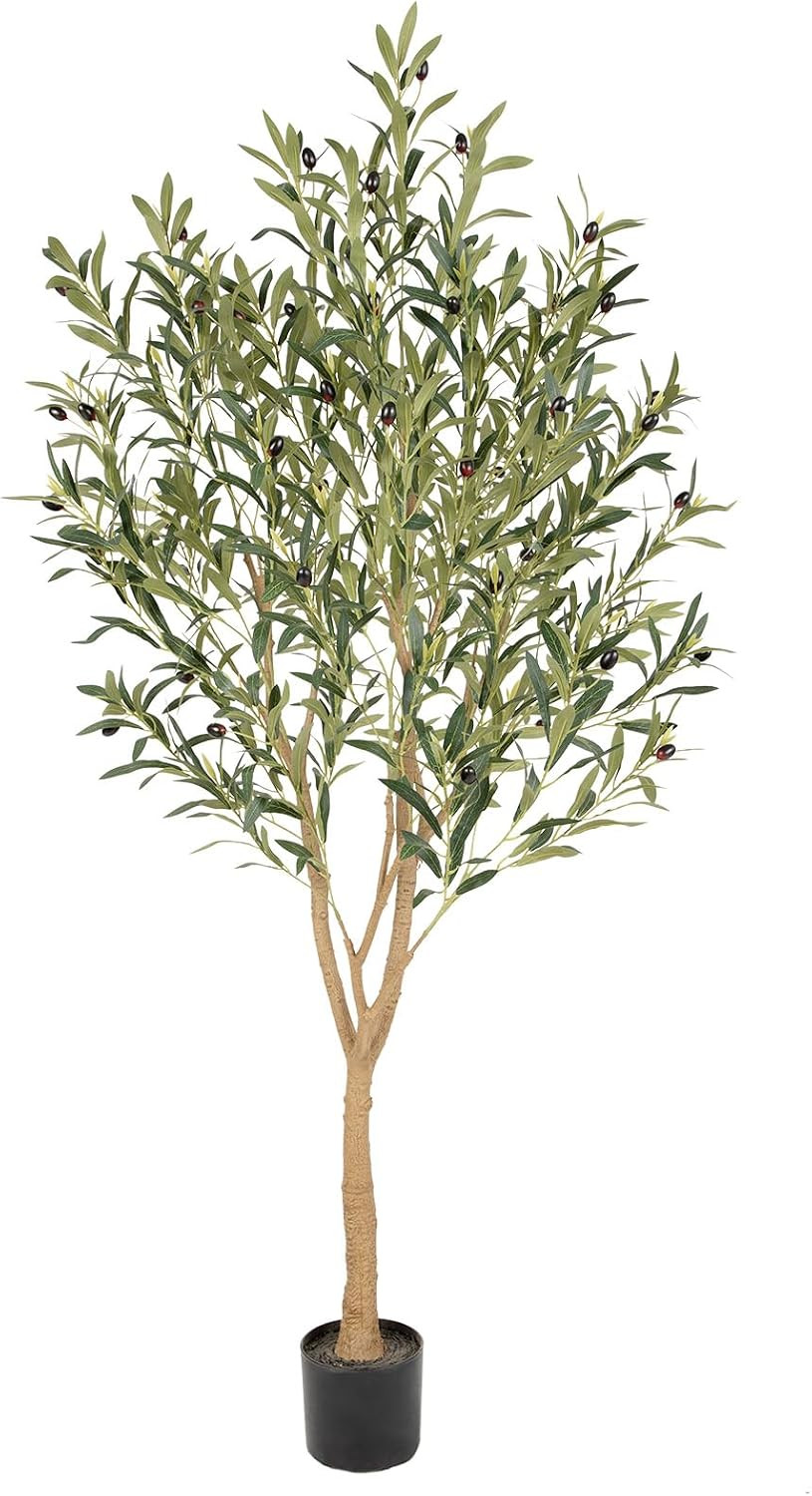 Tall Faux Olive Tree，7Ft（84In） Realistic Potted Silk Artificial Indoor with Gree