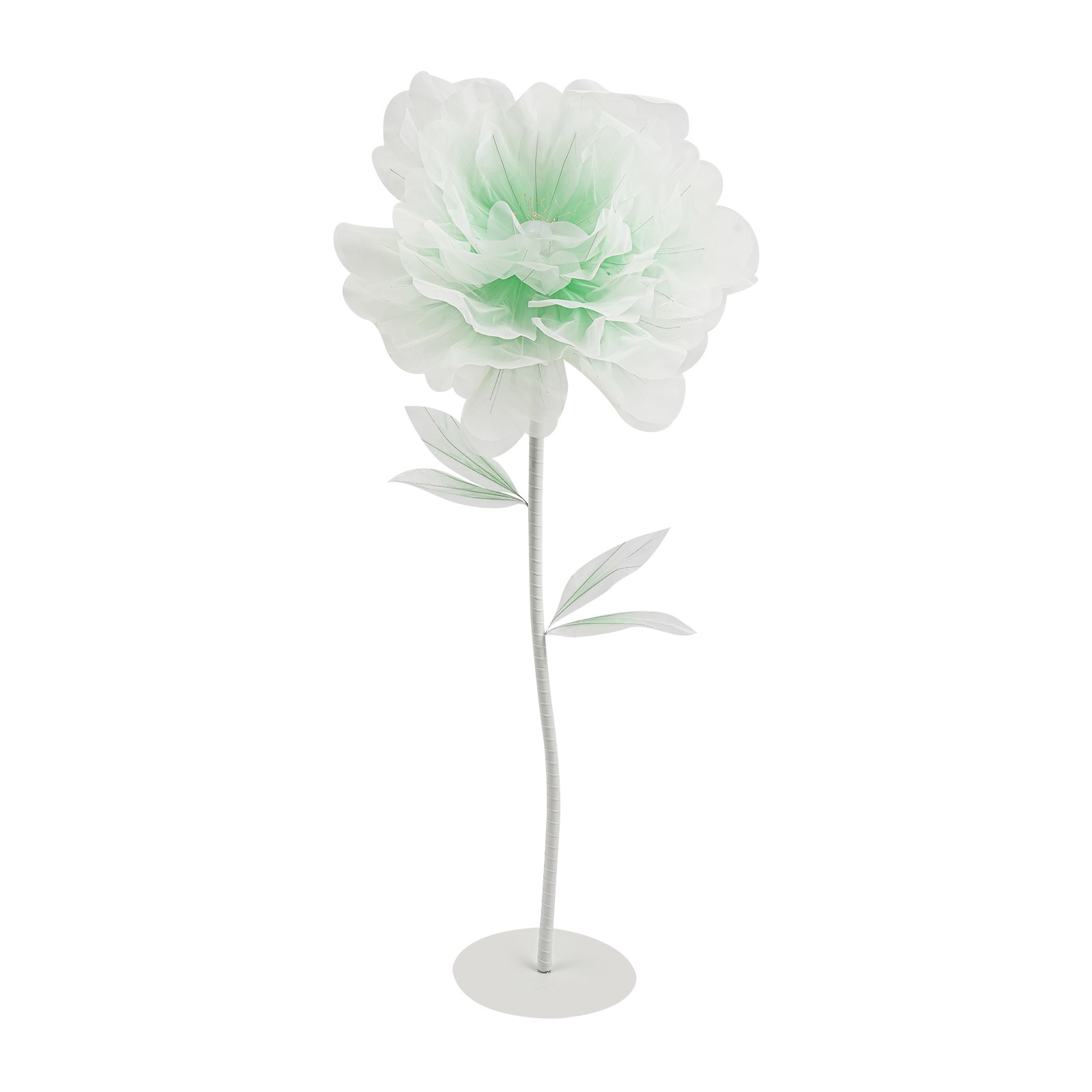 Auto-Open Artificial Flower with LED Light Green Floral Decor For Wedding Party