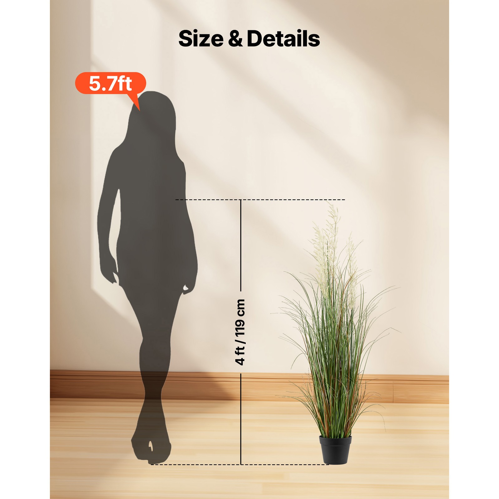 Uimoso Artificial Grass Plant 47-Inch Reed Flower Grass in Pot, Set of 2, Green