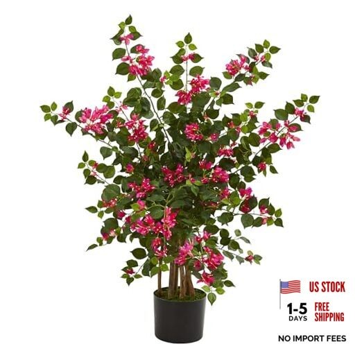 42in Artificial Bougainvillea Tree with Pink Blooms and Green Foliage – Faux