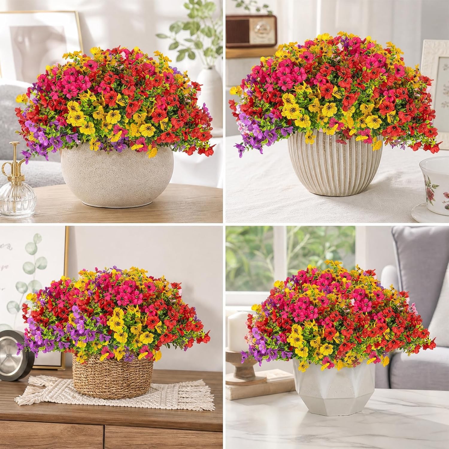 24 Pcs Artificial Daisy Flowers for Outdoors 6 Color | UV Resistant Artificia…