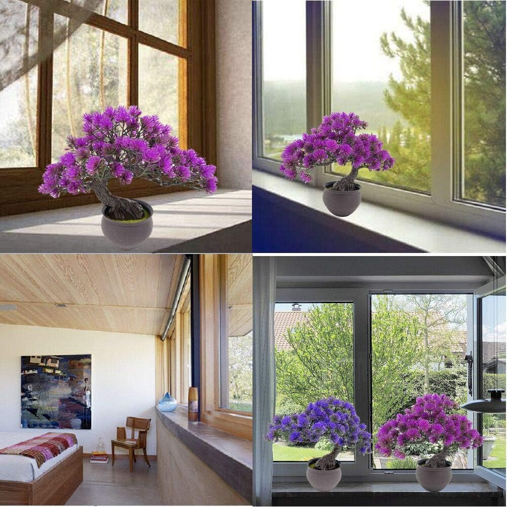Artificial Plants Fake Bonsai Juniper Tree Potted Faux Japanese Cedar Bonsai Sim