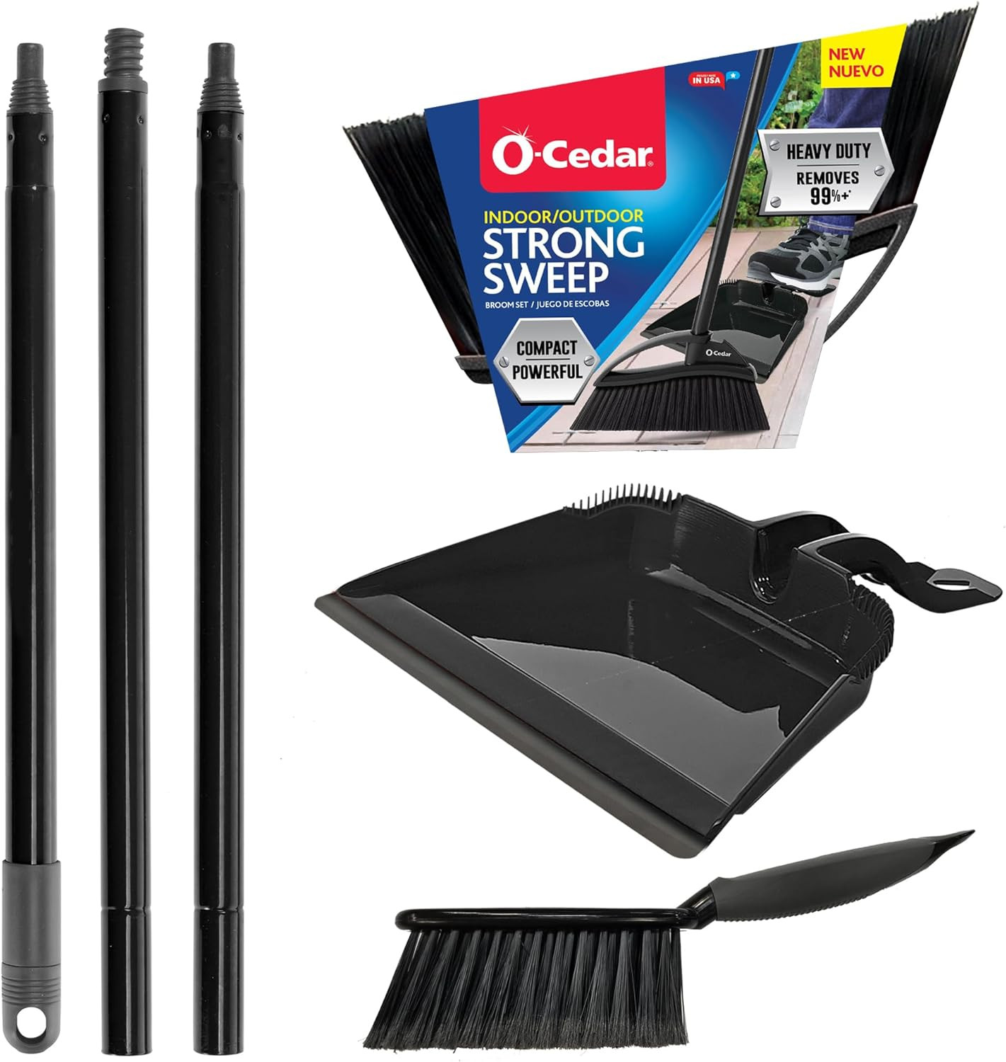 Indoor & Outdoor Strong Sweep Broom & Brush Bundle | Heavy Duty Bristles Remo…