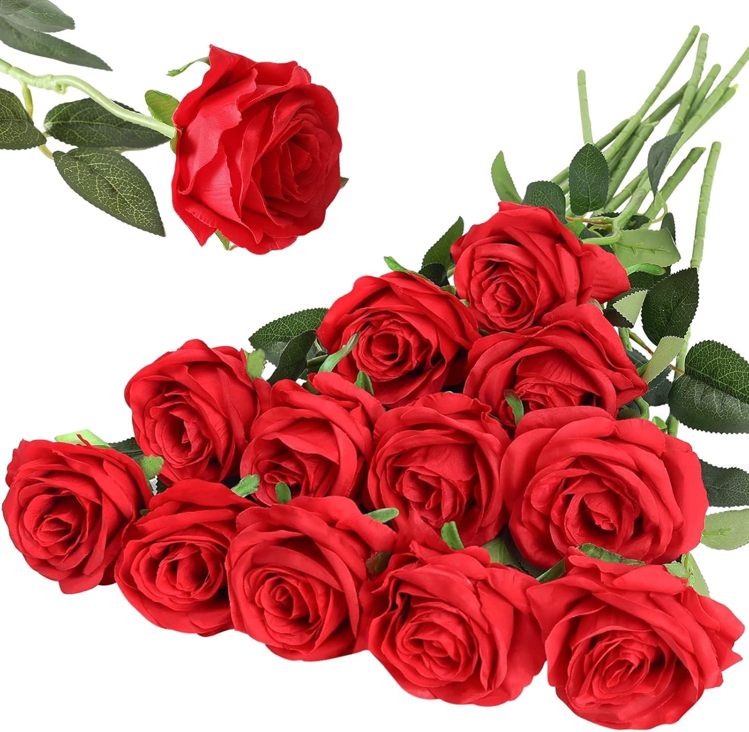 Quality Red Silk Roses – 12 Pack