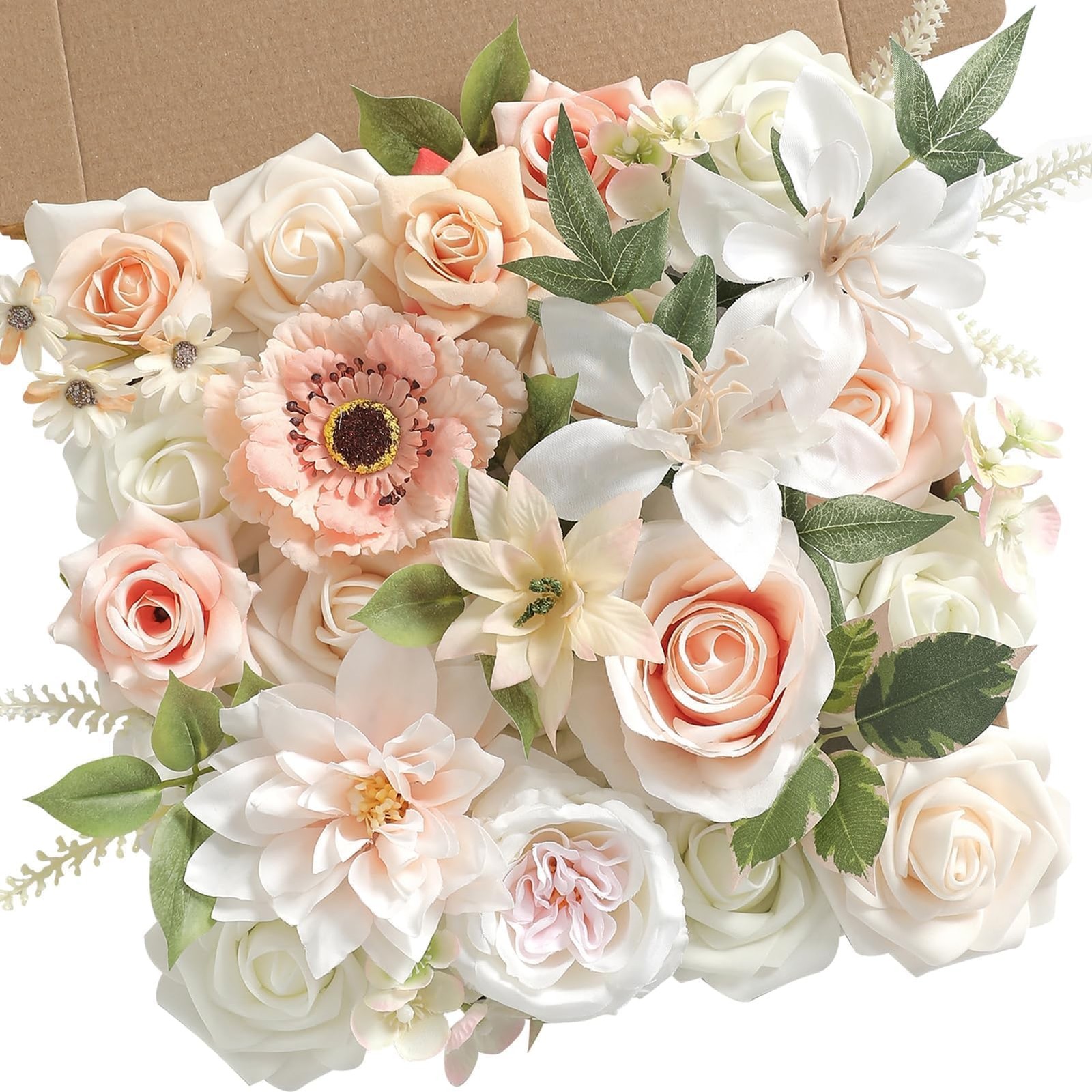 Artificial Flowers,Champagne White Pink Silk Fake Flowers for DIY Wedding Bri…