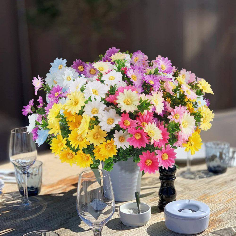 12 Bundles 14.4 In. Multi-Colored Indoor/Outdoor Artificial Daisy Flower