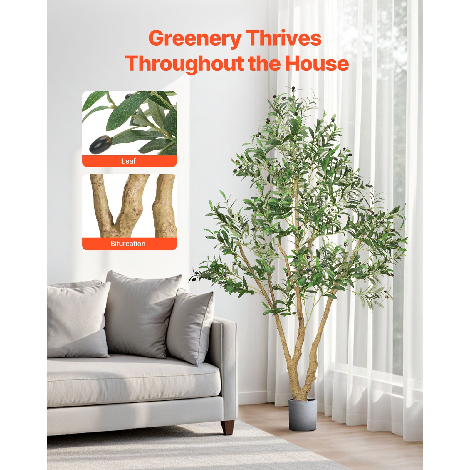 Uimoso Artificial Olive Tree 6ft Tall Faux Silk Plant Potted Indoor Home Decor
