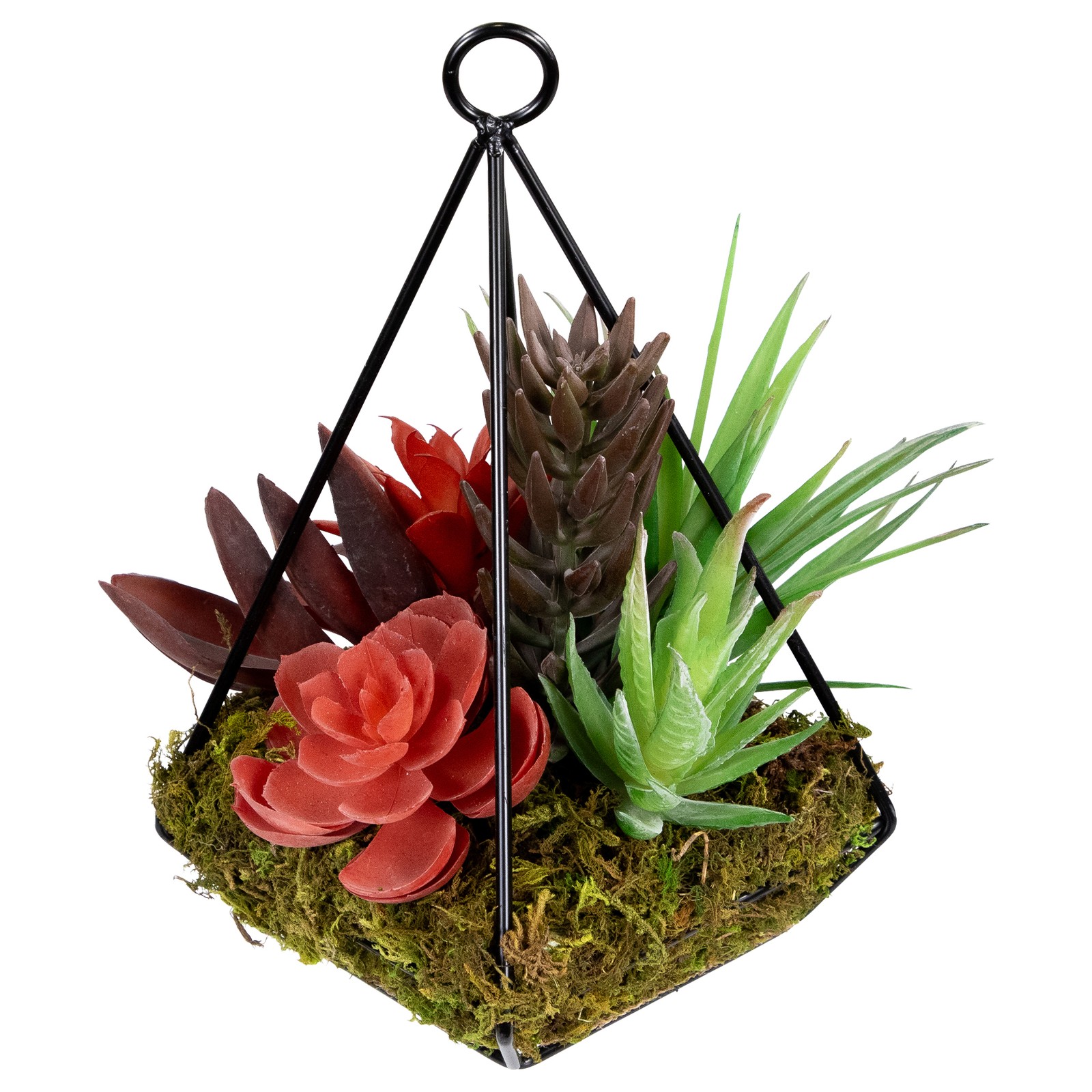 Northlight 9″ Artificial Succulents Arrangement 4Sided Copper Metal Wire Frame