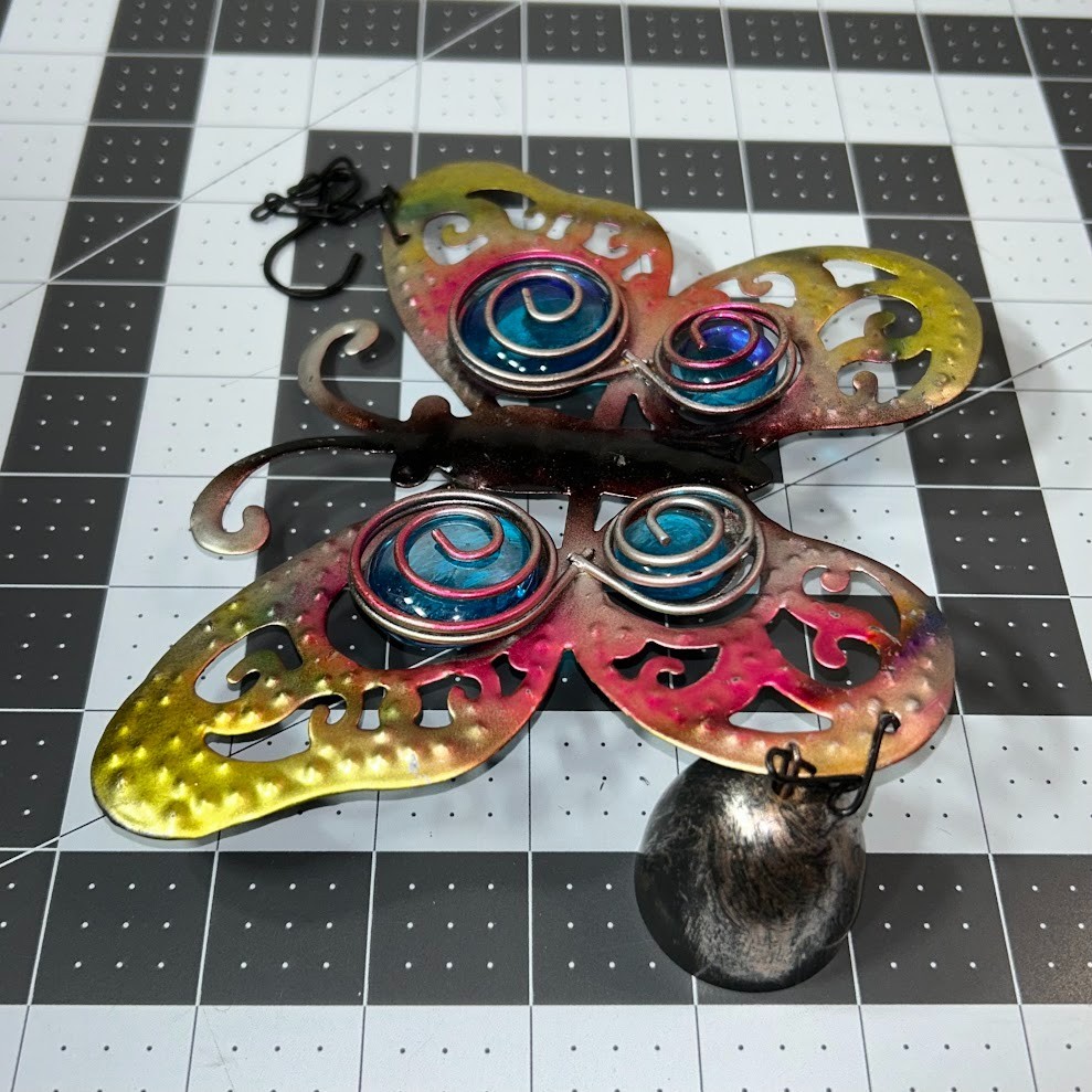 Butterfly, Frog, & Sun Decorative Hanging Outdoor Indoor Metal Chimes Lot of 3