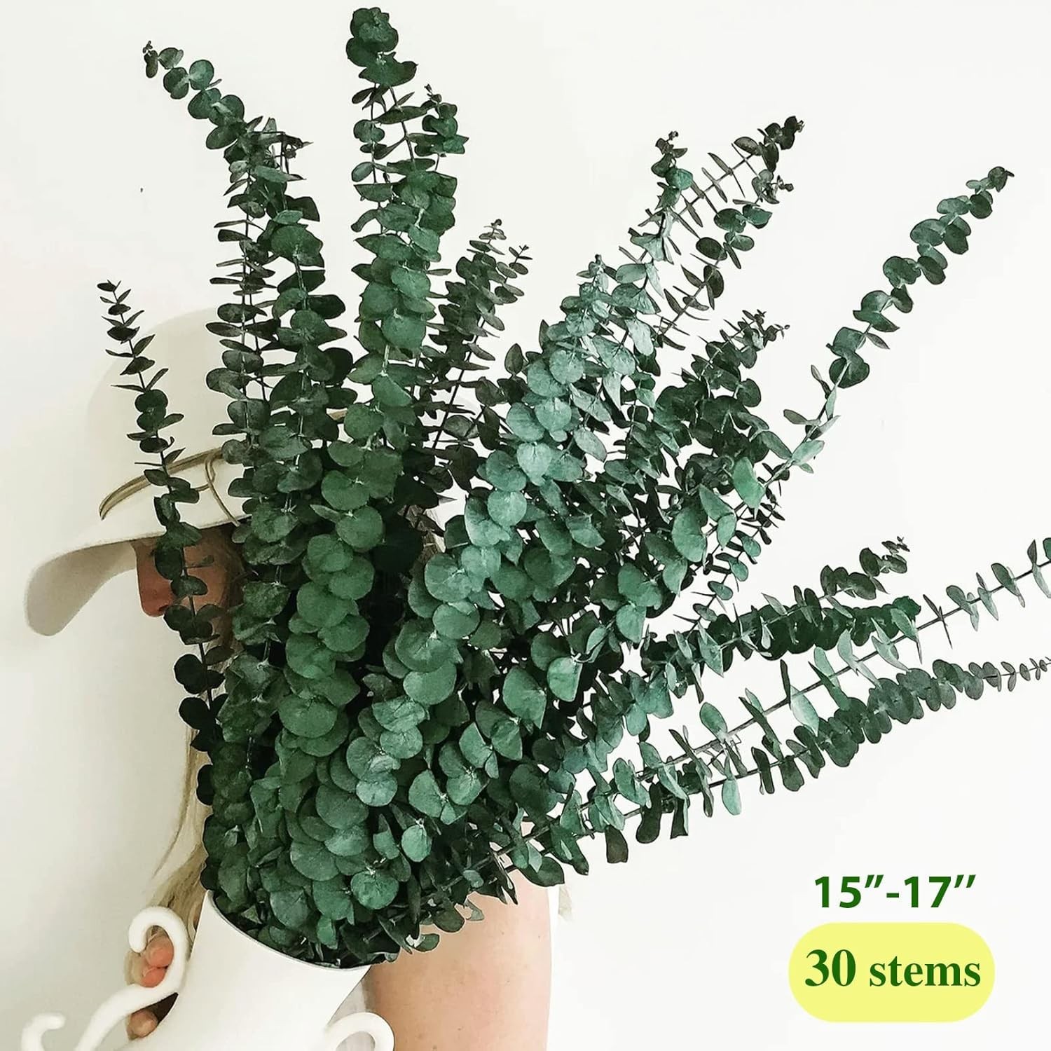 30Pcs Dried Eucalyptus Stems, 17″ Real Preserved Eucalyptus Plant for Shower, Fr