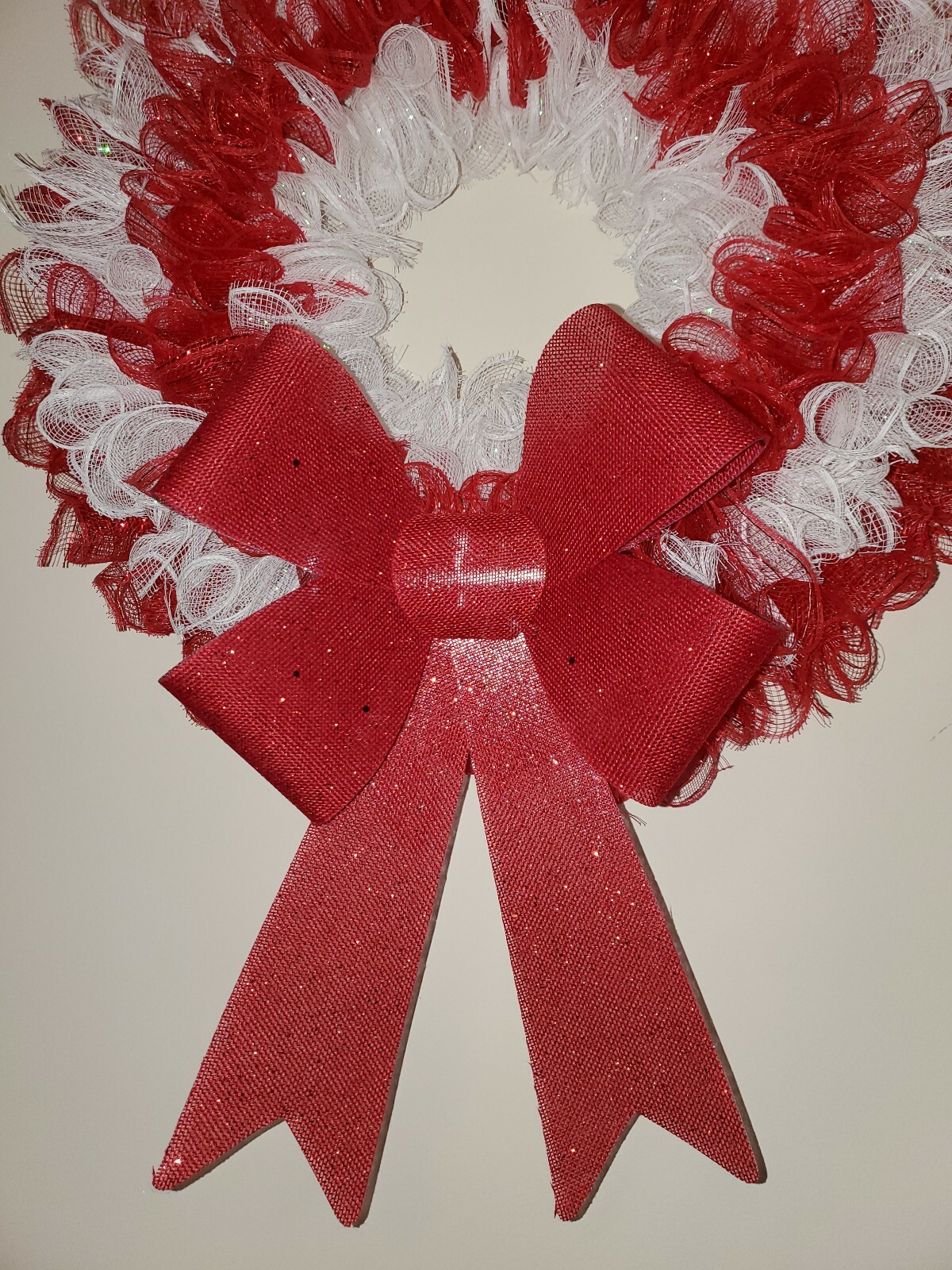 CHRISTMAS red white Deco Mesh Wreath Wall Decor Decoration Double Front Door NEW