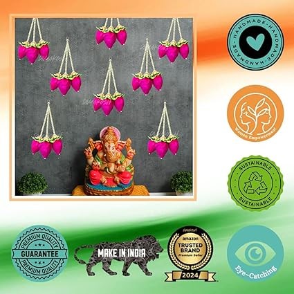 Lotus Bud Hanging Pack of 5 | 1Ft Solawood Pooja Room Decoration