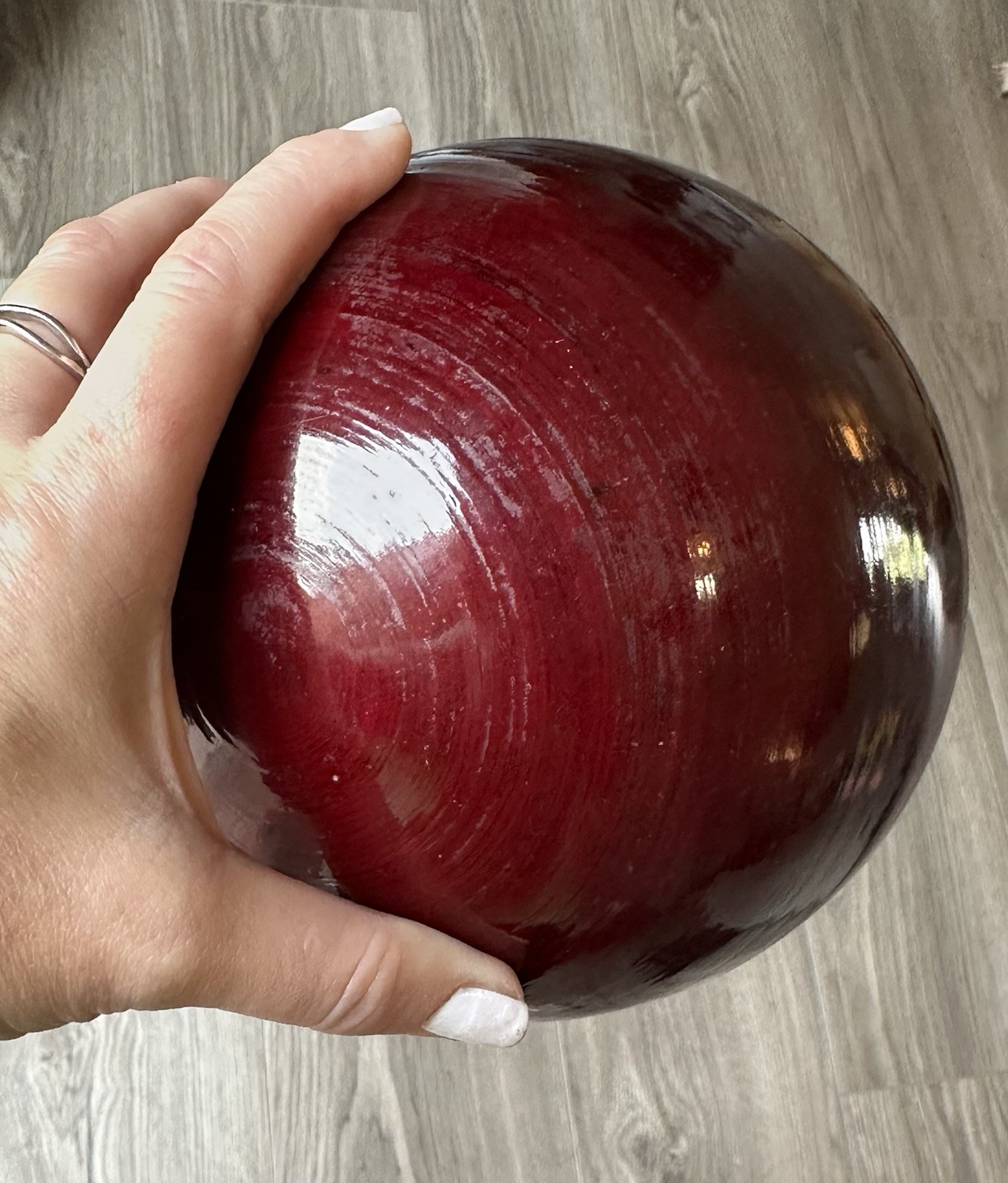Glossy Deep Red Maroon Decorative Gazing Ball Globe Hollow Lightweight 19” Diam