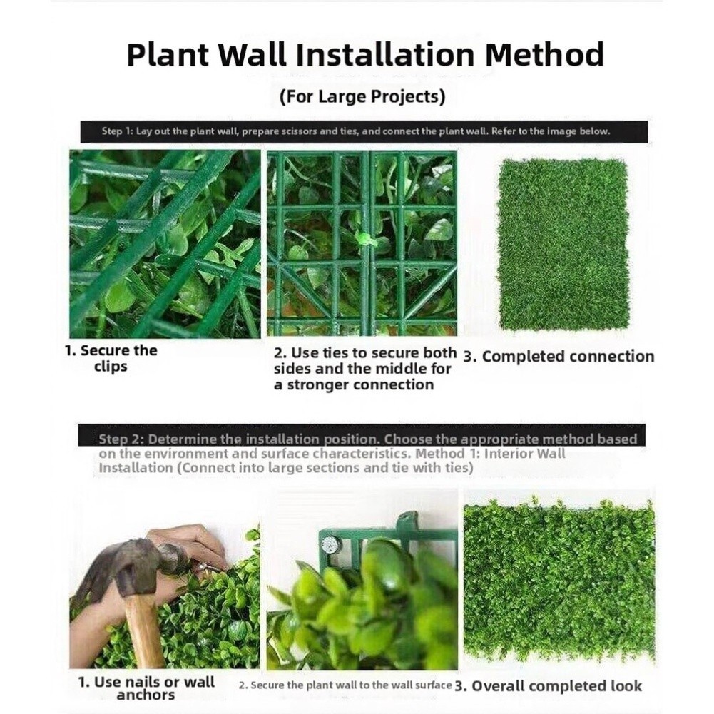 DIY Faux Wall Panel 25x25cm Flexible Trimmed Leaves for Custom Layouts
