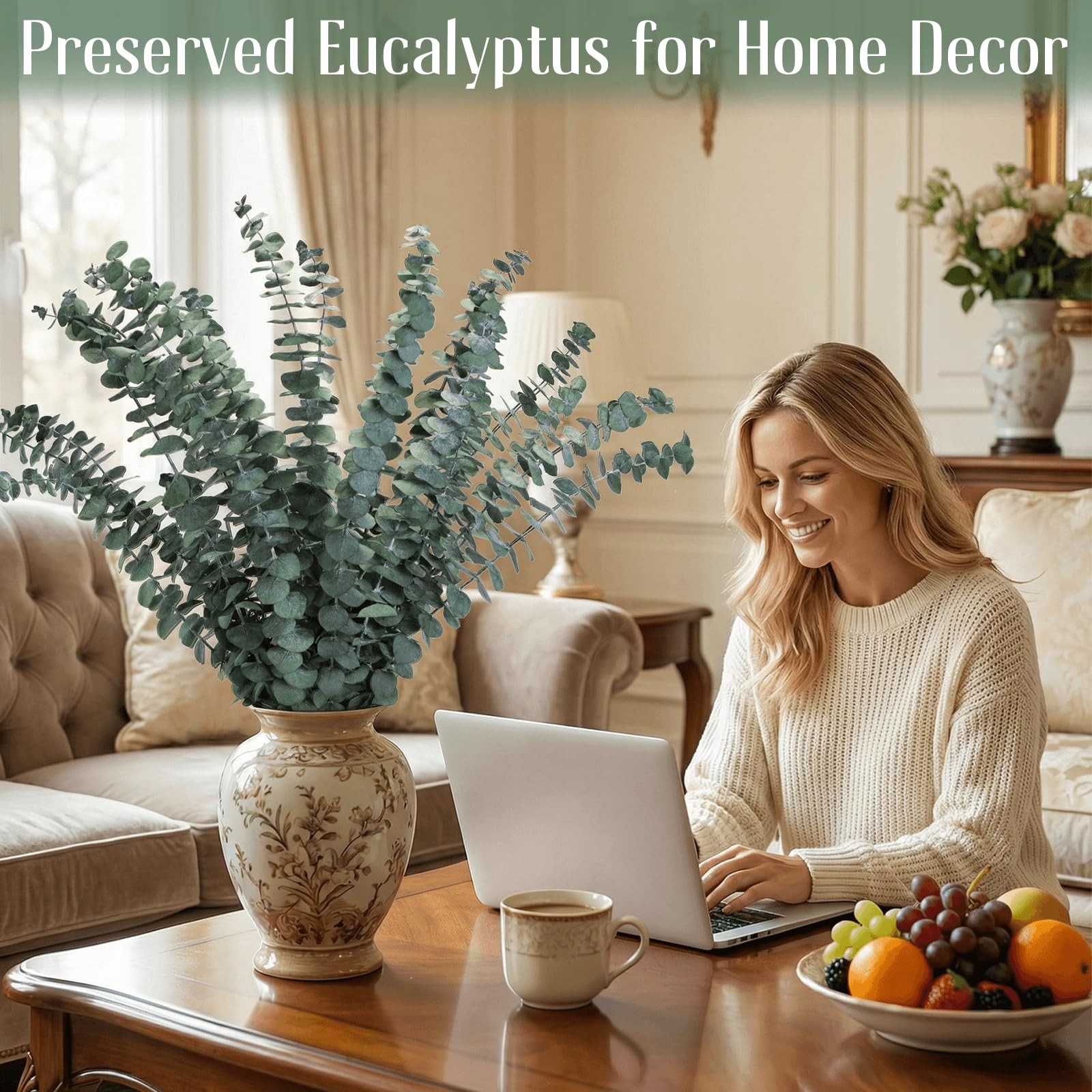 16PCS Preserved Eucalyptus Stems – 17″ Natural Dried Eucalyptus for Shower, A…